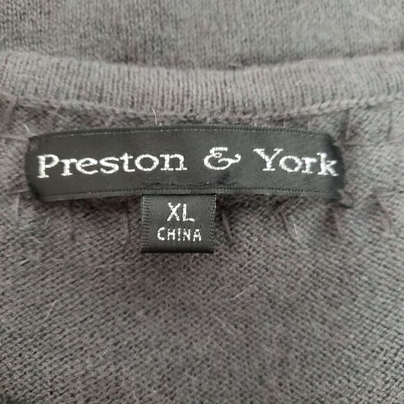 Preston & York Women's Tank Top Size XL Gray Embellished Beaded Knit Rabbit Hair - Picture 6 of 8